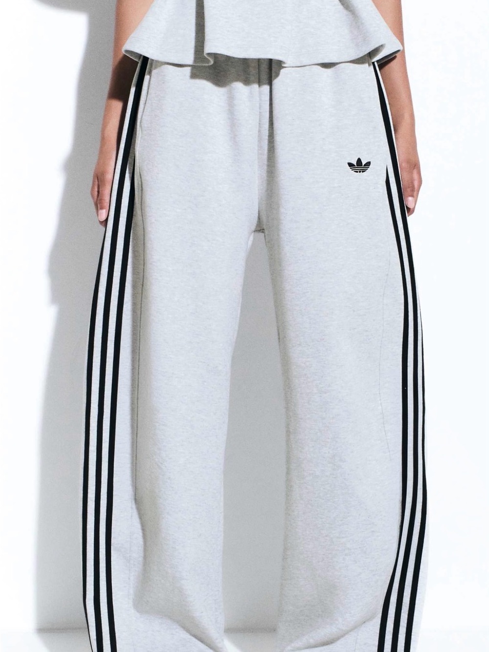 adidas x asos Light Gray Sweatpants with Black 3-Stripes